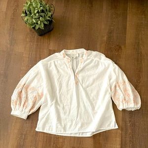 Cleobella White Cotton Eyelet Blouse
